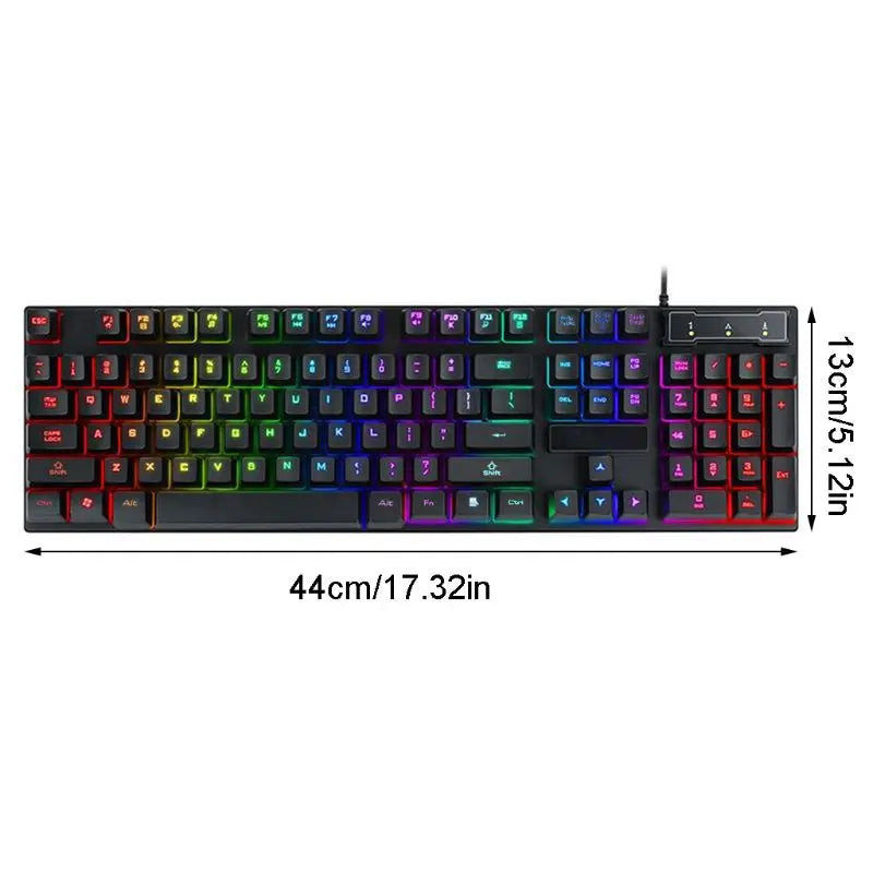 Teclado Gamer USB com Fio de 104 Teclas - Sensação Mecânica para Computador