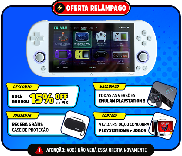 Portátil TrimUI Smart PRO™ Original - 25.800 Jogos de 26+ Consoles (180 dias de Garantia)