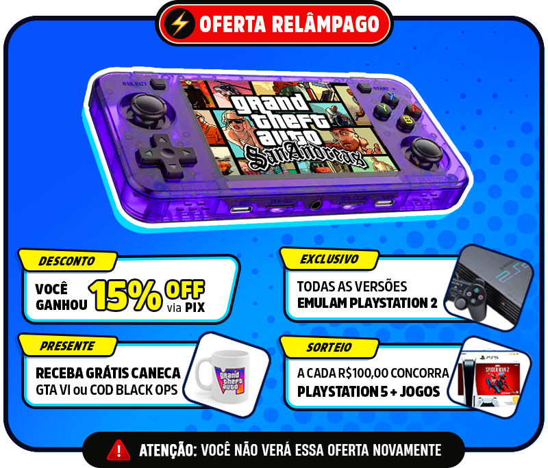 Portátil R36H™ Original - 21.500 Jogos de 20+ Consoles (180 dias de Garantia)