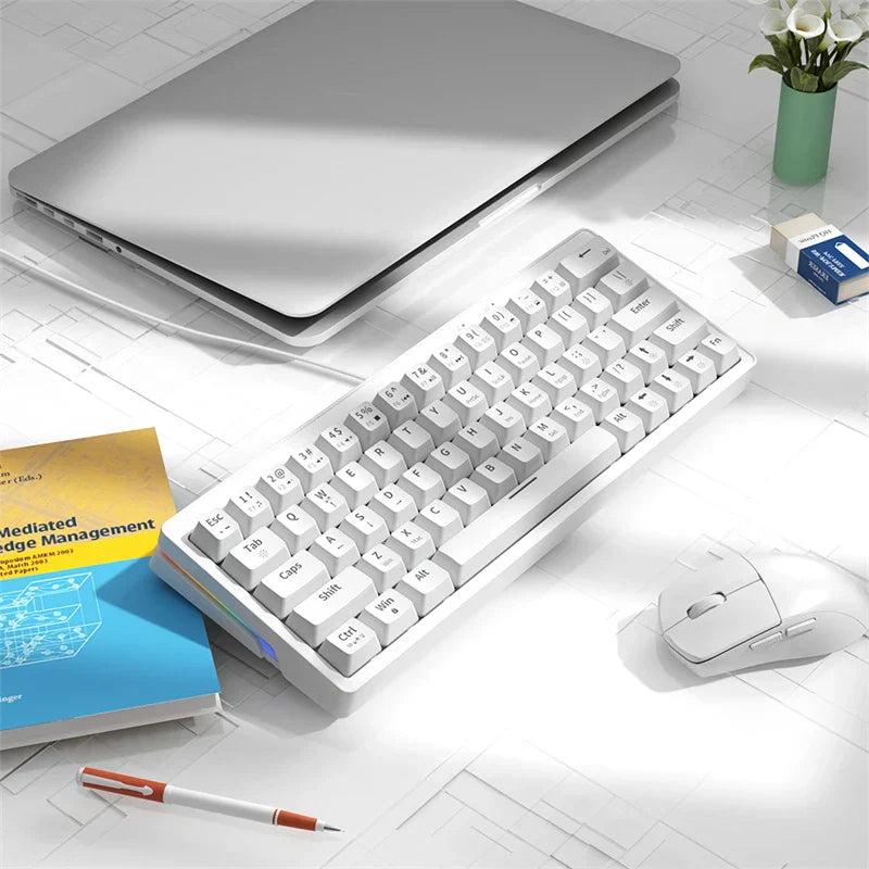 Teclado Mecânico ZIFRIEND ZA63 63 Teclas Hot Swappable, RGB, Switches Vermelho/Azul, Anti-Ghosting - Teclado Gamer 60%, Keycaps Brancos
