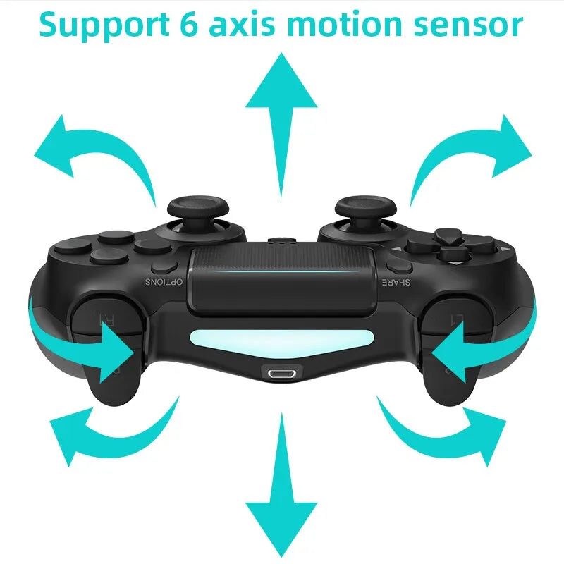 Controle Bluetooth Compatível com PS4/Slim/Pro Wireless Gamepad para PC com Vibração Dupla, Joystick para IOS/Android