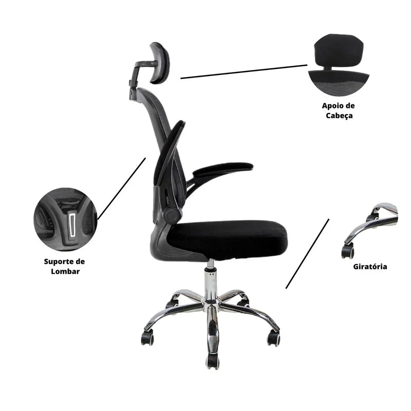 Kit com 2 Cadeiras de Escritório Giratórias Diretor Vita Preto
