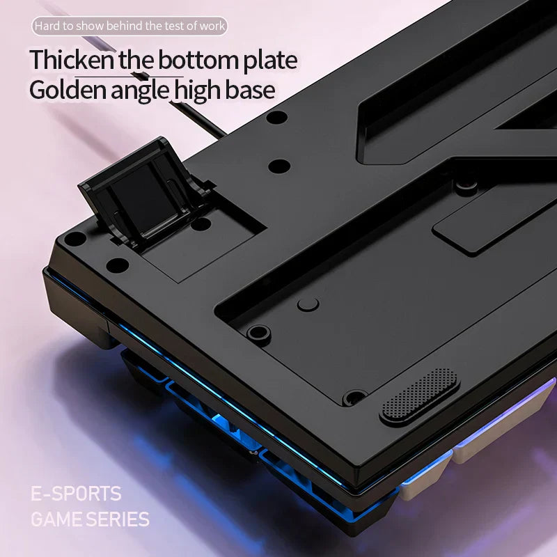 Teclado Gamer K500 com Fio, Mecânico, Luminosa com Bloqueio de Cores, Ergonômico e Botões Sem Conflito - Acessórios para PC Desktop