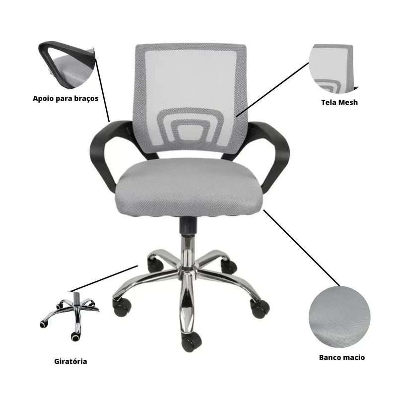 Cadeira de Escritório Ergonômica Begônia com Encosto de Mesh