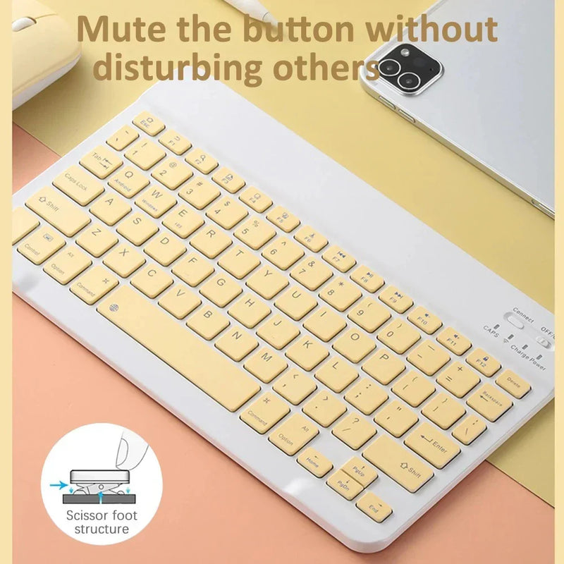 Teclado e Mouse Bluetooth Compatível com iPad, Xiaomi, Samsung, Huawei - Teclado Wireless para Android, iOS, Windows
