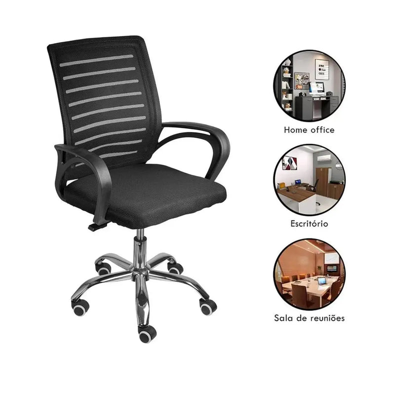 Kit com 2 Cadeiras de Escritório Secretaria Diretor Roma Ergonômicas