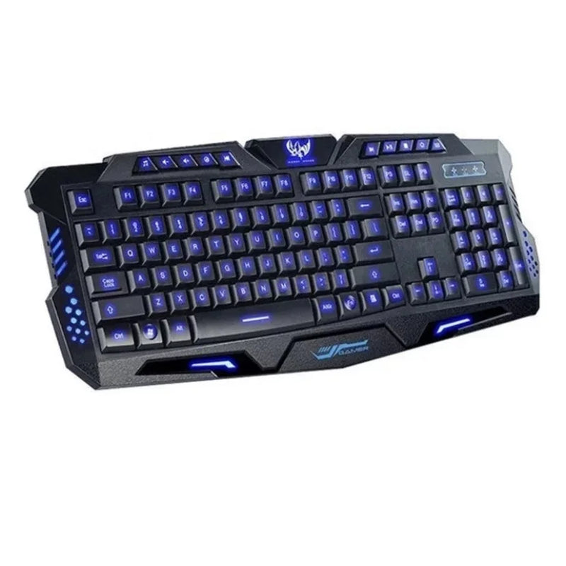 Teclado Gamer Exbom Ka-658 QWERTY Português Brasil Cor Preta com Luzes em 3 Cores