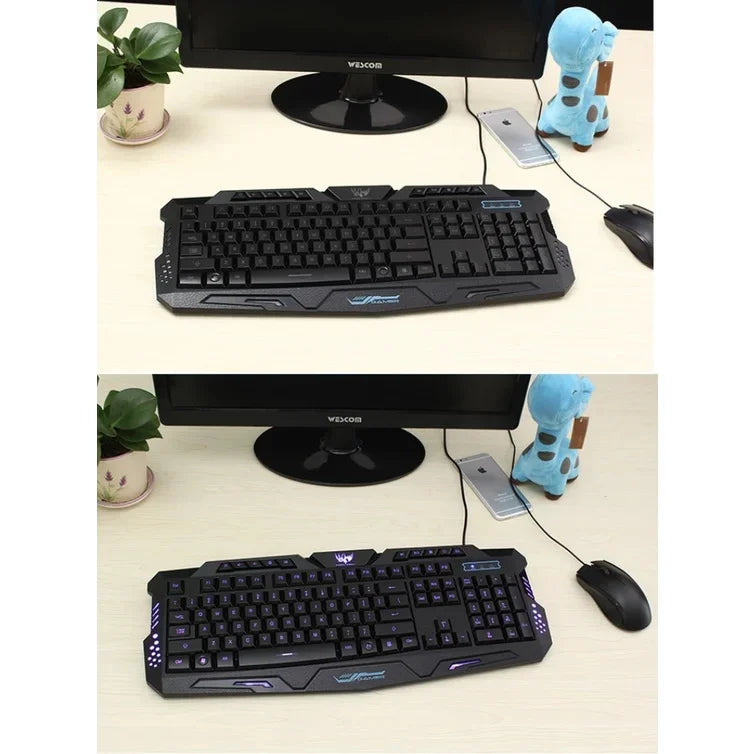 Teclado Gamer Exbom Ka-658 QWERTY Português Brasil Cor Preta com Luzes em 3 Cores
