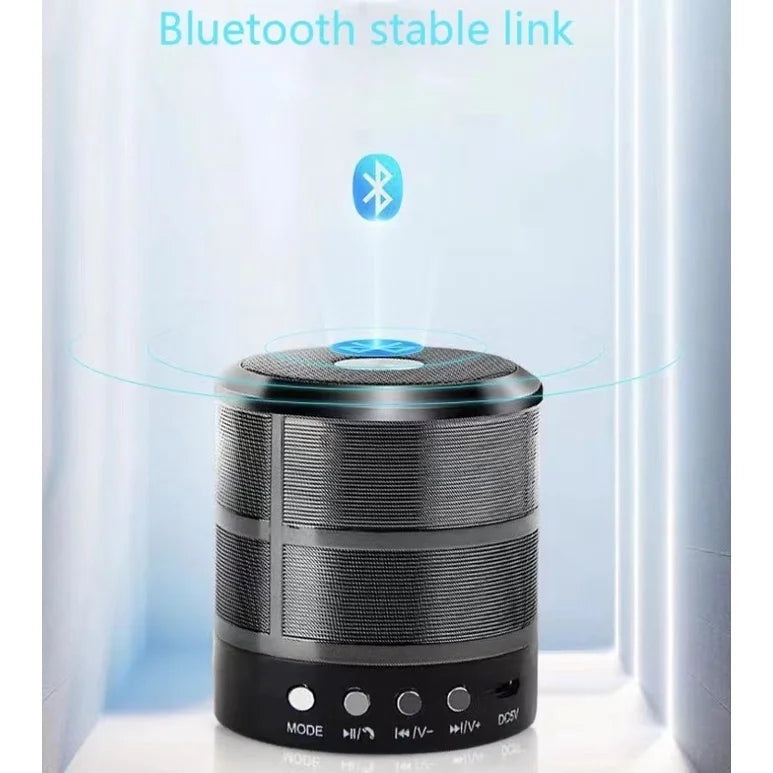 Mini Caixinha de Som Bluetooth Portátil WS-887 com Entrada USB, MP3, P2, SD e Rádio FM