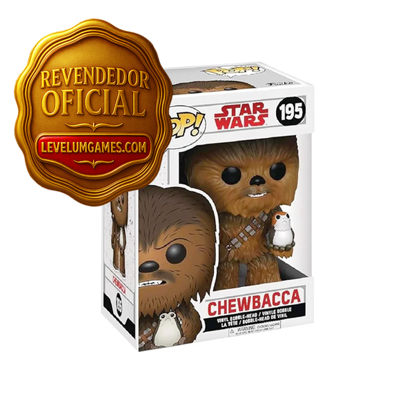 Chewbacca com Porg #195 – Funko Pop! Star Wars | Companheirismo Galáctico em Edição Original