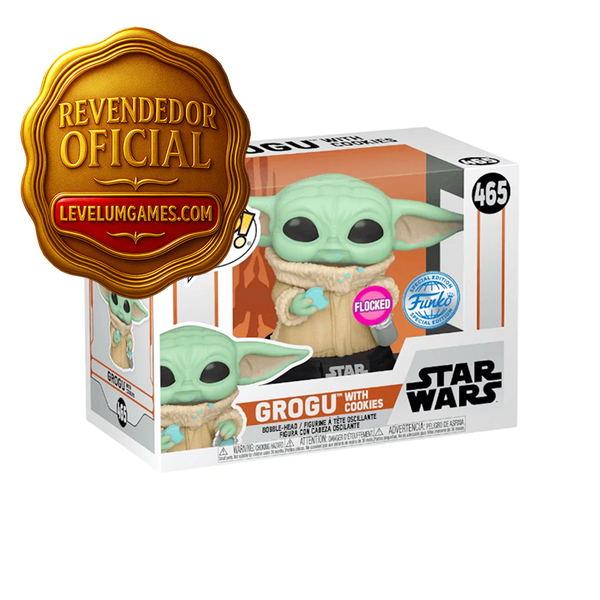 Grogu com Cookies (Flocked) #465 – Funko Pop! Star Wars | Edição Especial com Textura Aveludada